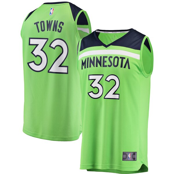 maglia kari-anthony towns 32 2020 minnesota timberwolves verde